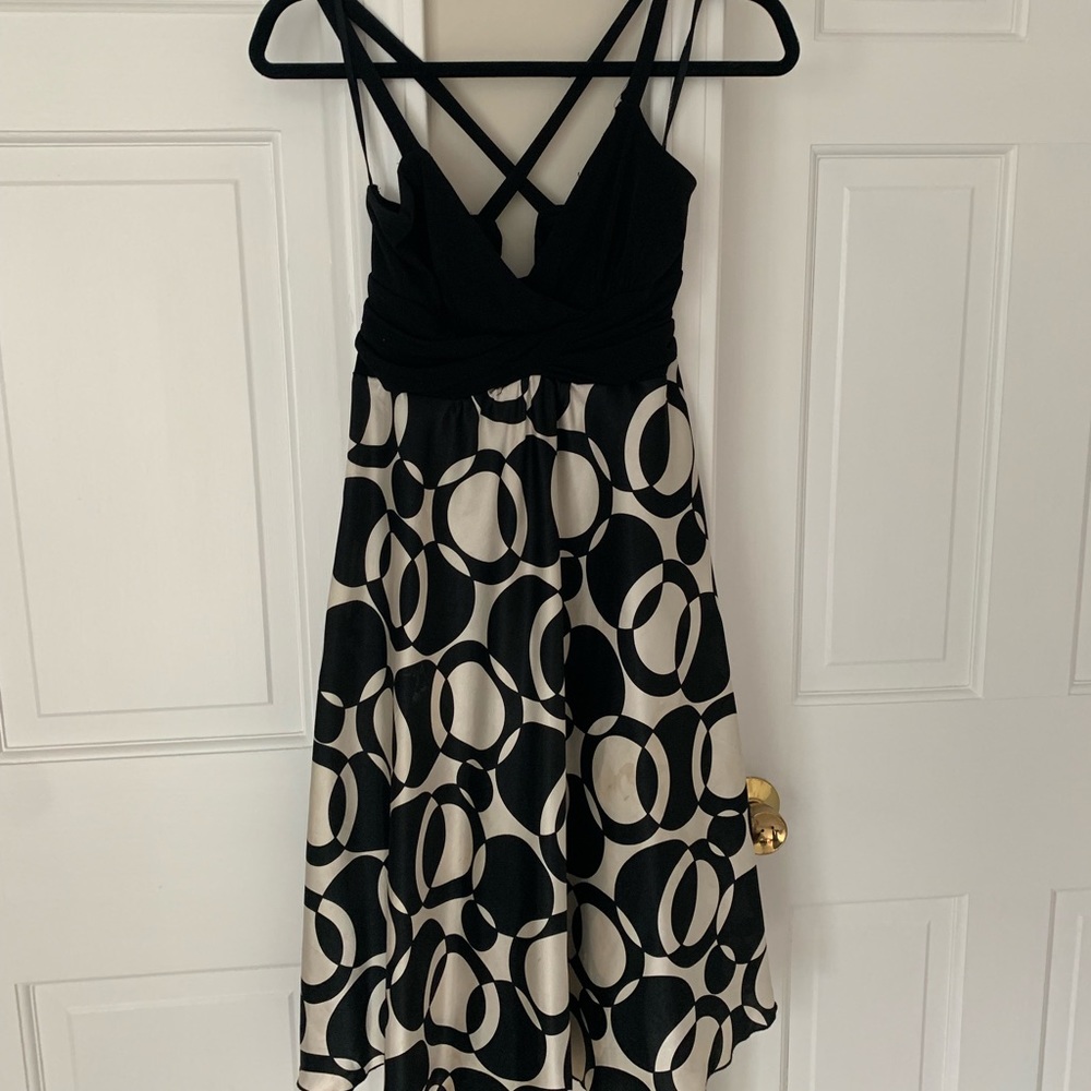 Silk gold and black cross back dress